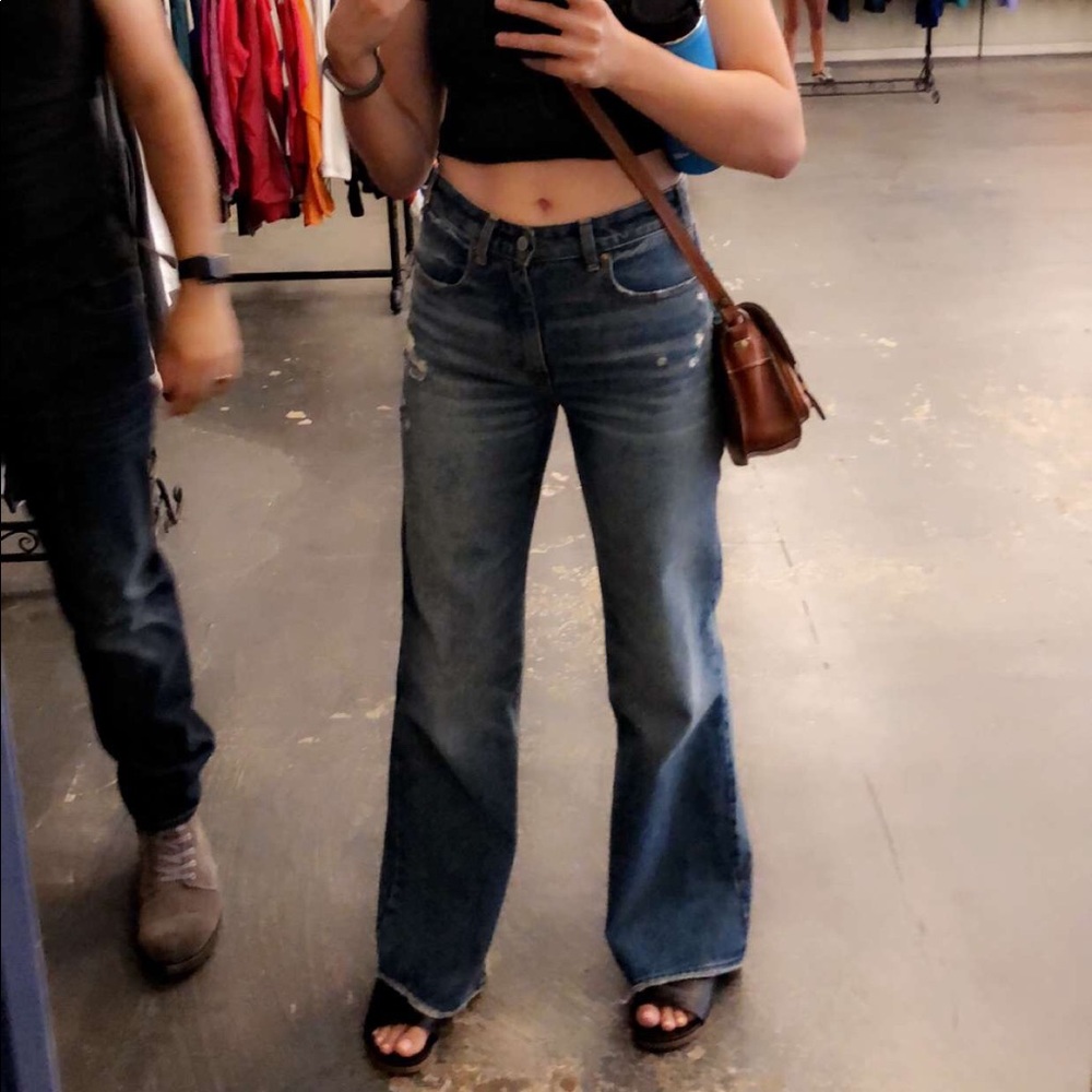 A&F High rise ankle flair jean